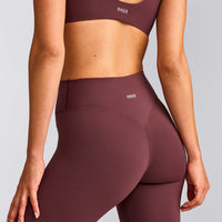 SoftMotion™ High Waisted Leggings with Grey Logo | Velvet Mocha