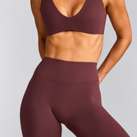 SoftMotion™ High Waisted Leggings with Grey Logo | Velvet Mocha