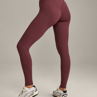 SoftMotion™ High Waisted Leggings with Grey Logo | Velvet Mocha