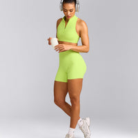 SoftMotion™ High Waisted Shorts 6" with Grey Logo | Citrus Green