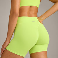 SoftMotion™ High Waisted Shorts 6" with Grey Logo | Citrus Green