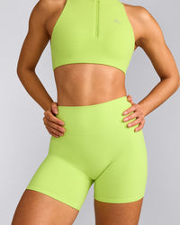SoftMotion™ High Waisted Shorts 6" with Grey Logo | Citrus Green