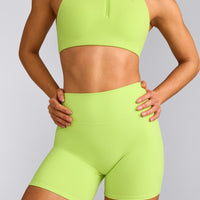 SoftMotion™ High Waisted Shorts 6" with Grey Logo | Citrus Green