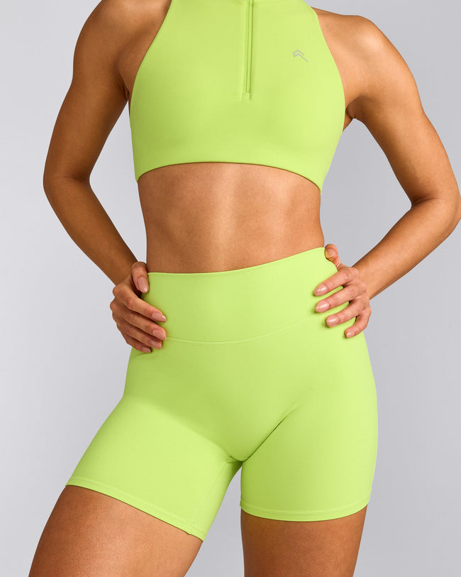 SoftMotion™ High Waisted Shorts 6" with Grey Logo | Citrus Green