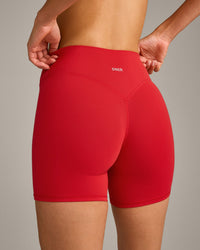 SoftMotion™ High Waisted Shorts 6" with Grey Logo | Fiery Red