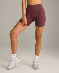 SoftMotion™ High Waisted Shorts 6" with Grey Logo | Velvet Mocha