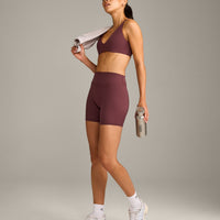 SoftMotion™ High Waisted Shorts 6" with Grey Logo | Velvet Mocha