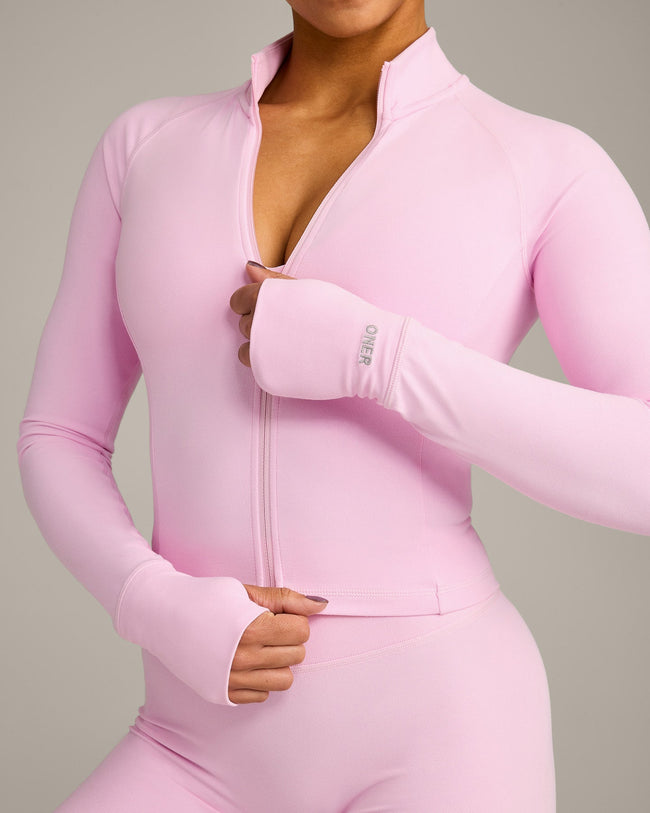 SoftMotion™ Mid Jacket with Grey Logo | Chalk Pink
