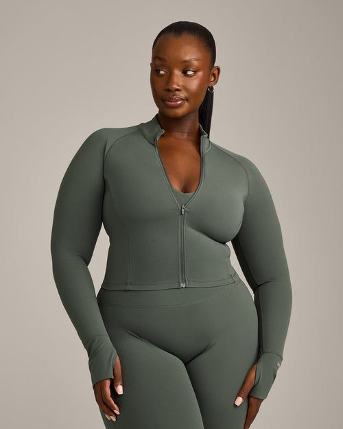 Oner Modal SoftMotion™ Mid Jacket with Grey Logo | Dark Khaki