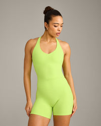 SoftMotion™ Racer Back Mid Vest with Built in Bra Shelf with Grey Logo | Citrus Green