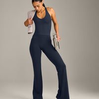 SoftMotion™ Racer Back Mid Vest with Built in Bra Shelf with Grey Logo | True Blue