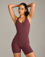 SoftMotion™ Racer Back Vest with Built in Bra Shelf with Grey Logo | Velvet Mocha