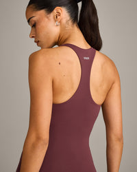 SoftMotion™ Racer Back Vest with Built in Bra Shelf with Grey Logo | Velvet Mocha