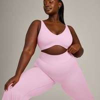 SoftMotion™ Scoop Back Bralette with Grey Logo | Chalk Pink