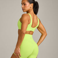 SoftMotion™ Scoop Back Bralette with Grey Logo | Citrus Green
