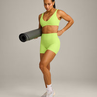 SoftMotion™ Scoop Back Bralette with Grey Logo | Citrus Green