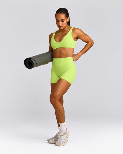 SoftMotion™ Scoop Back Bralette with Grey Logo | Citrus Green