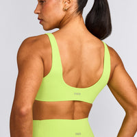 SoftMotion™ Scoop Back Bralette with Grey Logo | Citrus Green