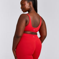 SoftMotion™ Scoop Back Bralette with Grey Logo | Fiery Red