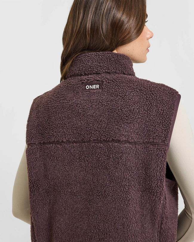 Fleece Gilet with Chest Pocket | Umber Brown