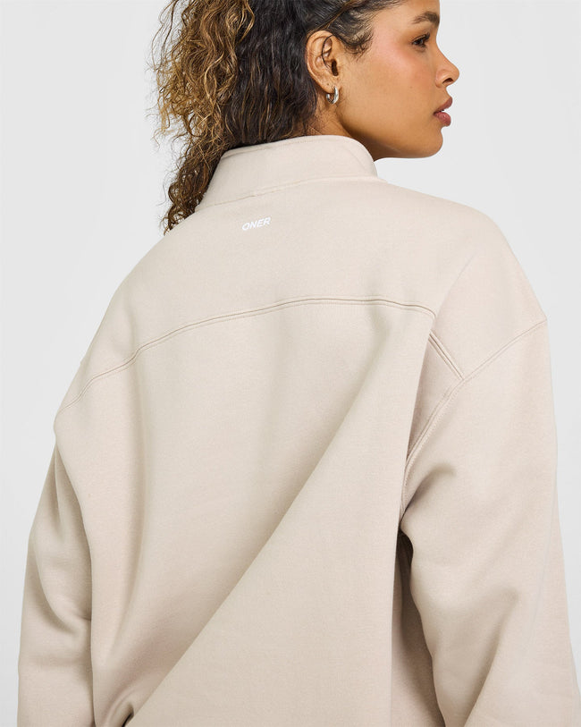Foundations Oversized 1/4 Zip Sweatshirt | Sand