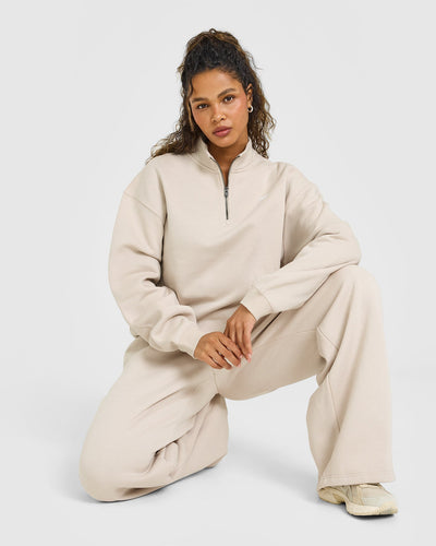 Foundations Oversized 1/4 Zip Sweatshirt | Sand