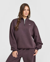 Foundations Oversized 1/4 Zip Sweatshirt | Umber Brown