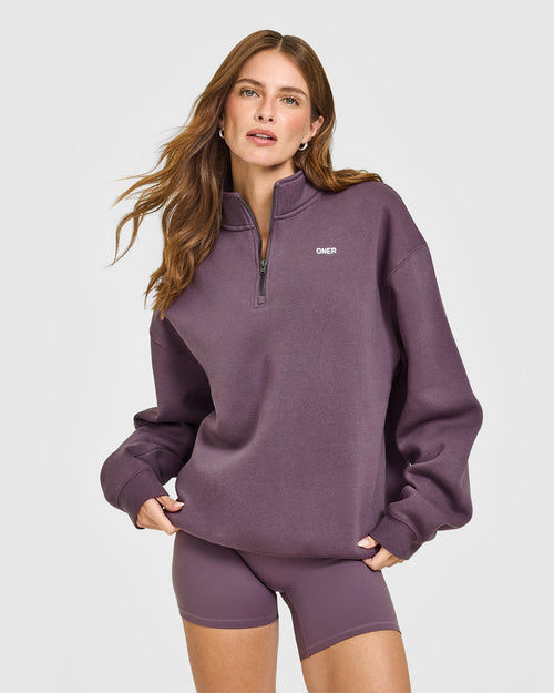 Oner Modal Foundations Oversized 1/4 Zip Sweatshirt | Vintage Purple