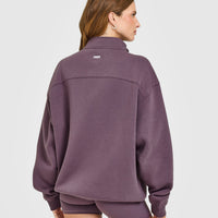 Foundations Oversized 1/4 Zip Sweatshirt | Vintage Purple