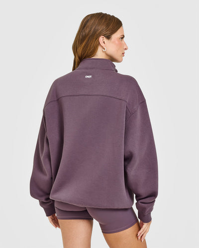 Foundations Oversized 1/4 Zip Sweatshirt | Vintage Purple
