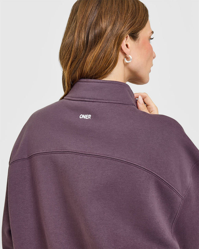 Foundations Oversized 1/4 Zip Sweatshirt | Vintage Purple