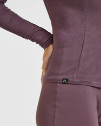 Mellow™ Rib Long Sleeve Cardigan | Vintage Purple
