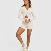 Mellow™ Rib Mid Long Sleeve Cardigan | Sand