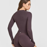 Mellow™ Rib Mid Long Sleeve Cardigan | Umber Brown