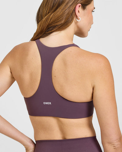 SoftMotion™ Bralette with White Logo | Vintage Purple