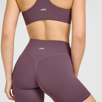 SoftMotion™ High Waisted Shorts 6" with White Logo | Vintage Purple