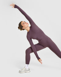 SoftMotion™ Long Sleeve Top with White Logo | Vintage Purple