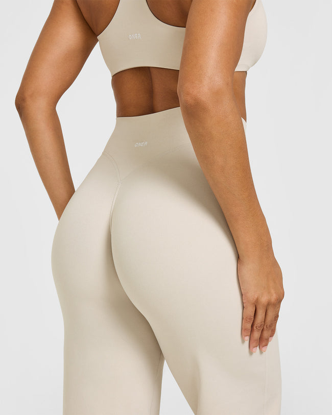 SoftMotion™ Straight Leg Bottoms with White Logo | Sand