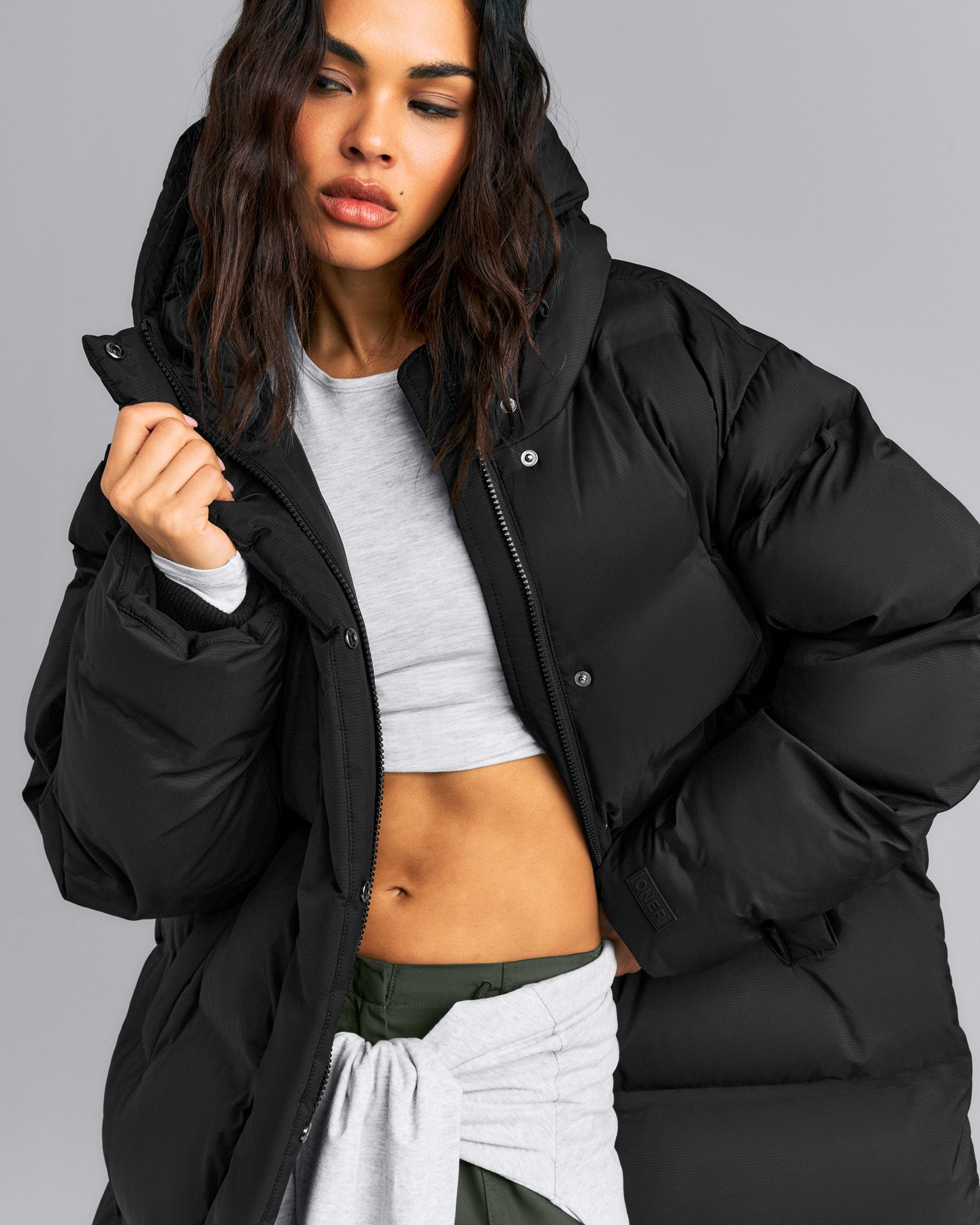 Oversized Longline Puffer Jacket | Black