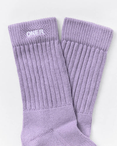 Rib Long Crew Socks | Dark Lavender Marl