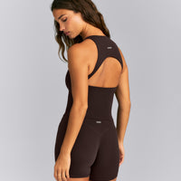 SoftMotion™ High Neck Mid Tank with Built in Bra Shelf | 70% Cocoa
