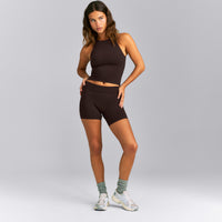 SoftMotion™ High Neck Mid Tank with Built in Bra Shelf | 70% Cocoa
