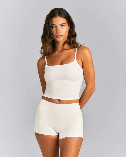 SoftMotion™ Strappy Mid Vest with Built in Bra Shelf | Marshmallow White
