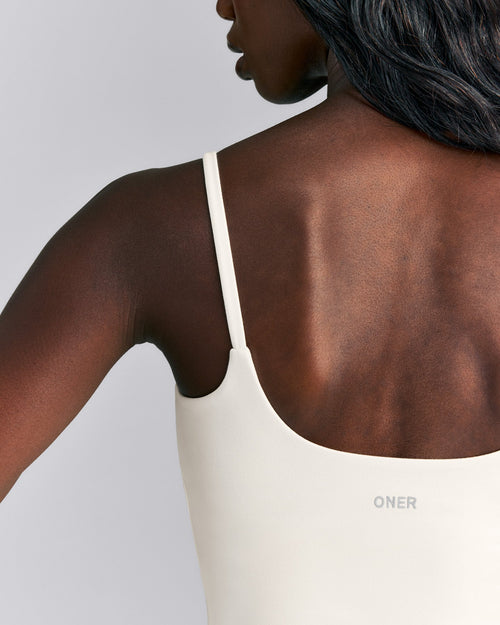 SoftMotion™ Strappy Vest with Built in Bra Shelf | Marshmallow White