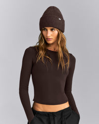 Wool Rib Knit Beanie | 70% Cocoa