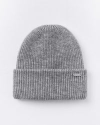 Wool Rib Knit Beanie | Grey Marl