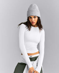 Wool Rib Knit Beanie | Grey Marl