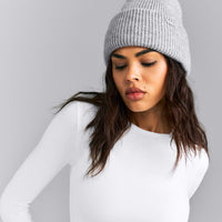 Wool Rib Knit Beanie | Grey Marl