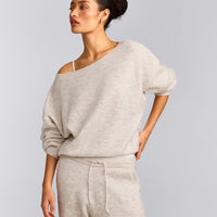 Oversized Knit Off-The-Shoulder Sweater | Oat Marl