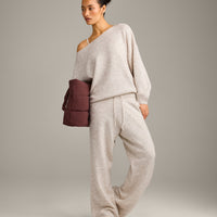 Oversized Knit Off-The-Shoulder Sweater Oat Marl | Oner Active UK